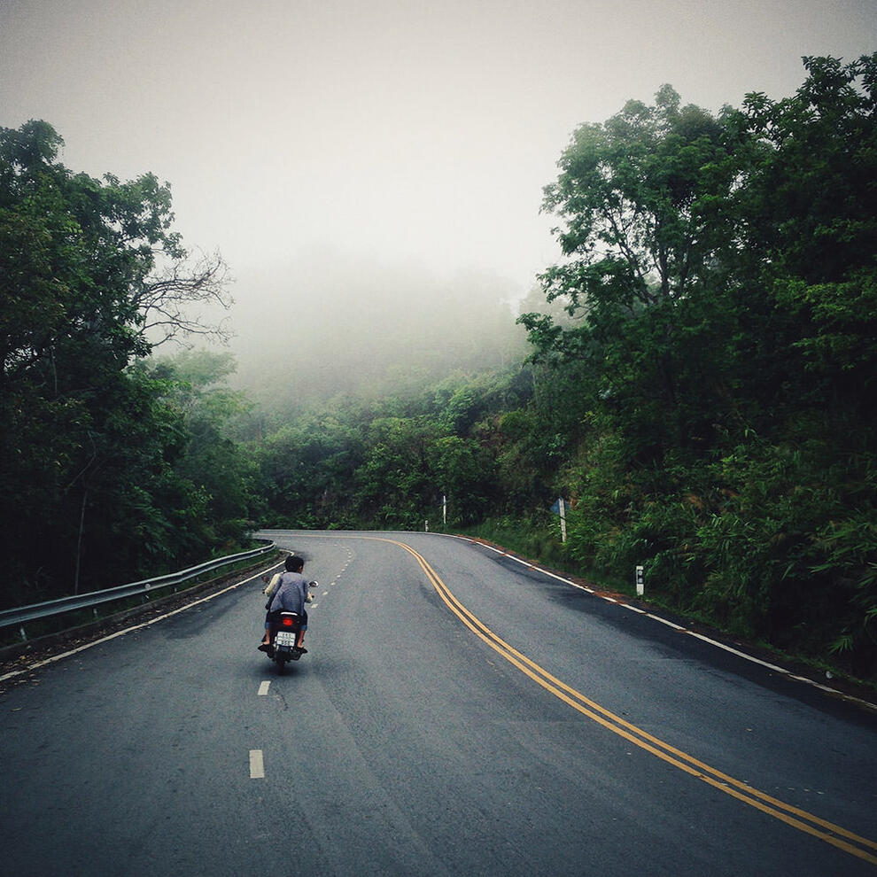 The road up Doi Suthep Mountain in Chiang Mai, Thailand